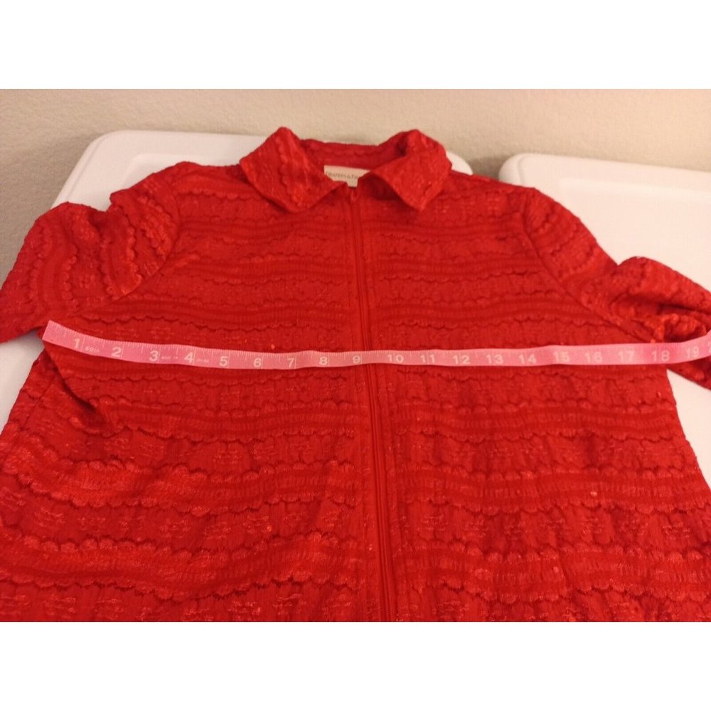 Womens Draper's & Damon's Elegant Sequin Red Lightweight Lined Zip Jacket PSmall - Picture 8 of 9